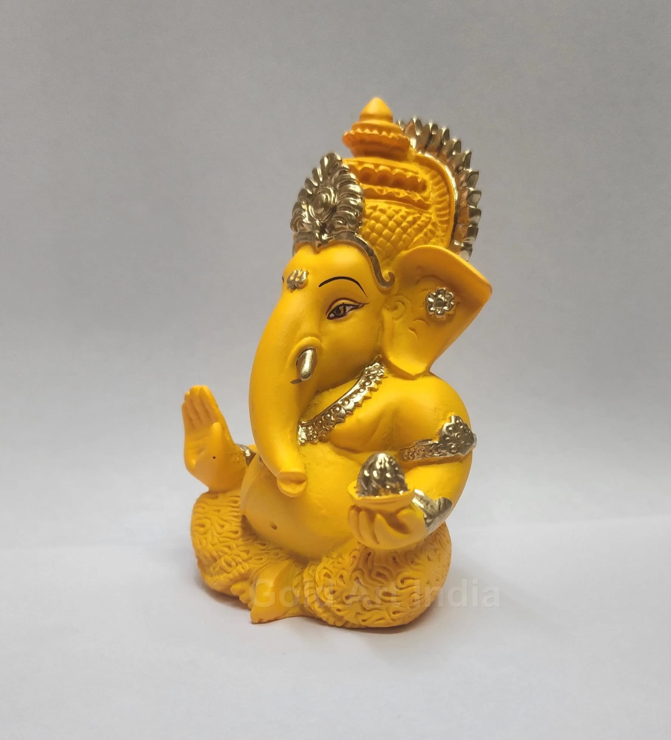 Gold Art India Mango Terracotta Ganesha Idol 8.9 cm (3.5 Inches) | Perfect for Car Dashboard & Home Decor - view 2