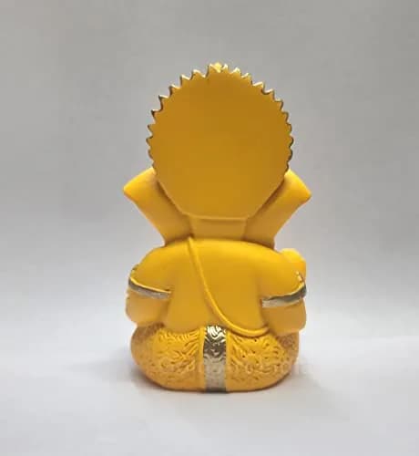 Gold Art India Mango Terracotta Ganesha Idol 8.9 cm (3.5 Inches) | Perfect for Car Dashboard & Home Decor thumbnail 3