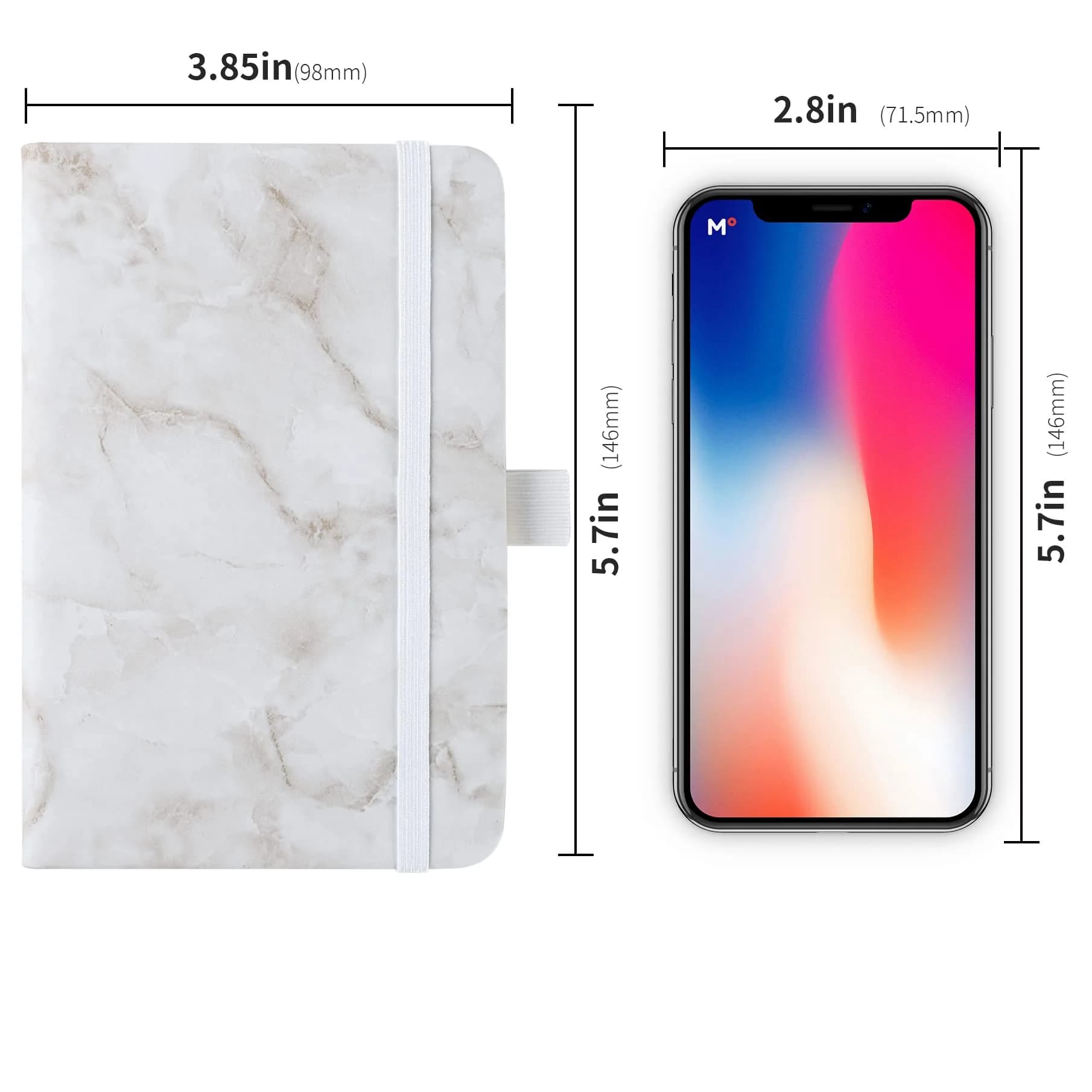 Animusphere Marble Pocket Notebook Set 200 Pages (10.2 x 14.5 cm / 4 x 5.7 inches) | Soft Leather Cover, Pen Holder, Page Marker - view 5