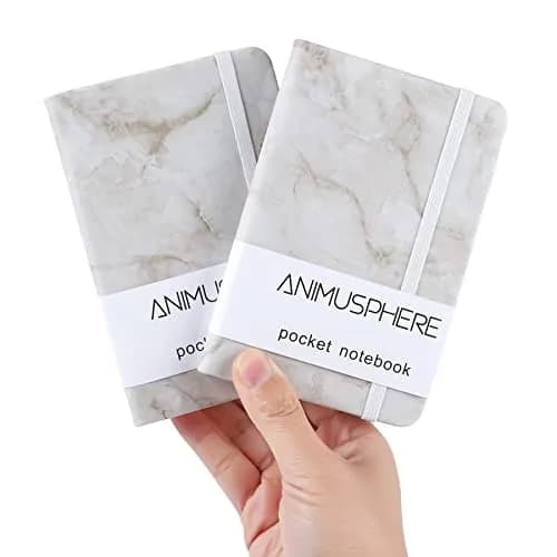 Animusphere Marble Pocket Notebook Set 200 Pages (10.2 x 14.5 cm / 4 x 5.7 inches) | Soft Leather Cover, Pen Holder, Page Marker thumbnail 1
