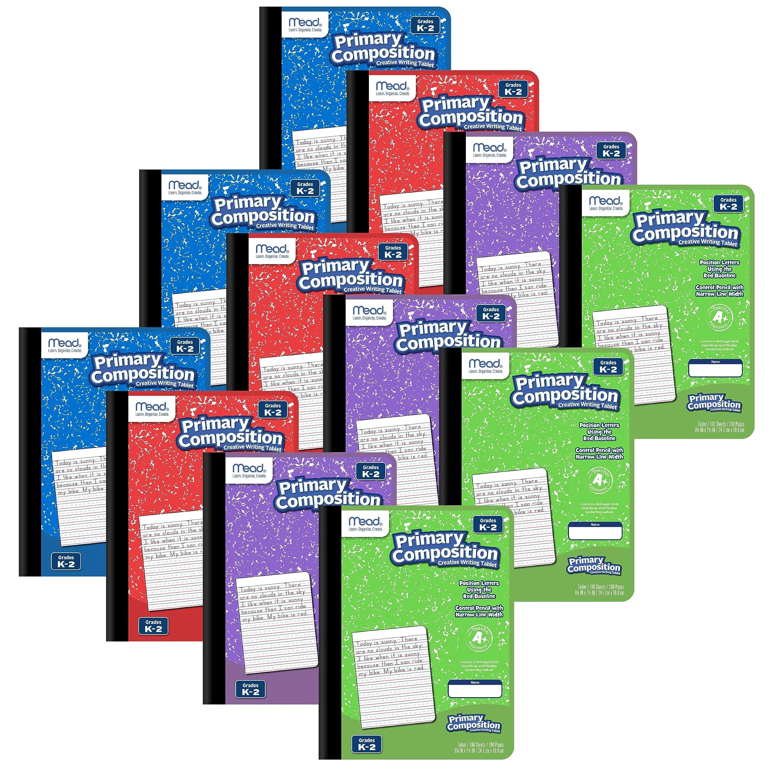 Mead Primary Composition Book, Grades K-2, 7-1/2" x 9-3/4" | Primary Ruled Handwriting Practice (70-120c) — Assorted