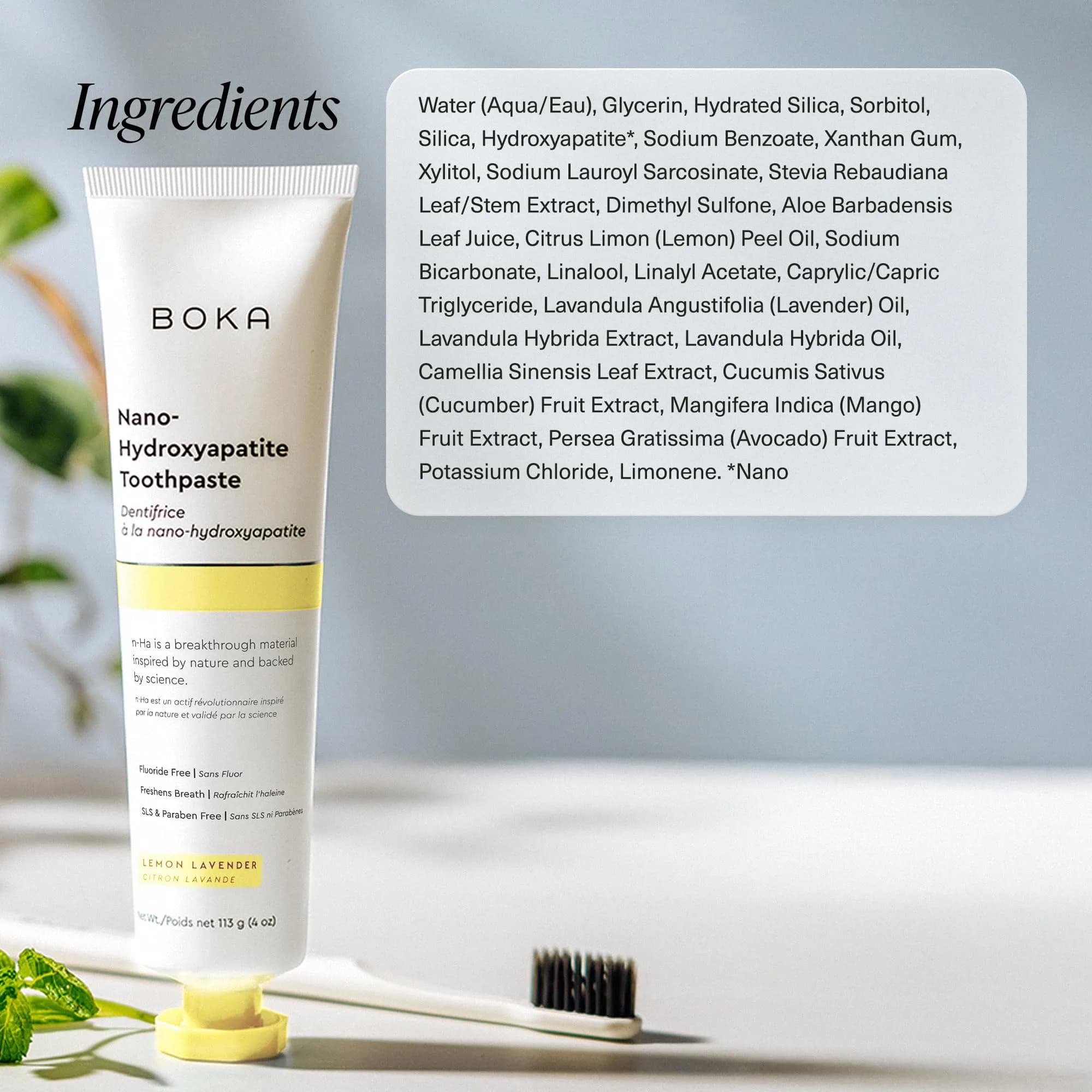 Boka Nano Hydroxyapatite Toothpaste Lemon Lavender 355ml (12 Fl Oz) | Fluoride-Free Enamel Care - view 6