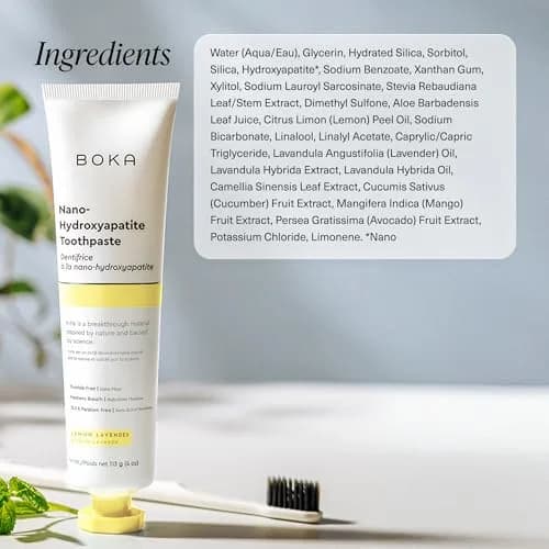 Boka Nano Hydroxyapatite Toothpaste Lemon Lavender 355ml (12 Fl Oz) | Fluoride-Free Enamel Care thumbnail 6