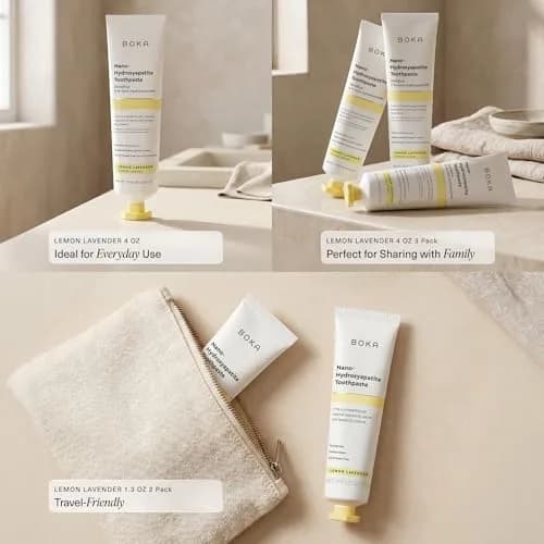 Boka Nano Hydroxyapatite Toothpaste Lemon Lavender 355ml (12 Fl Oz) | Fluoride-Free Enamel Care thumbnail 8