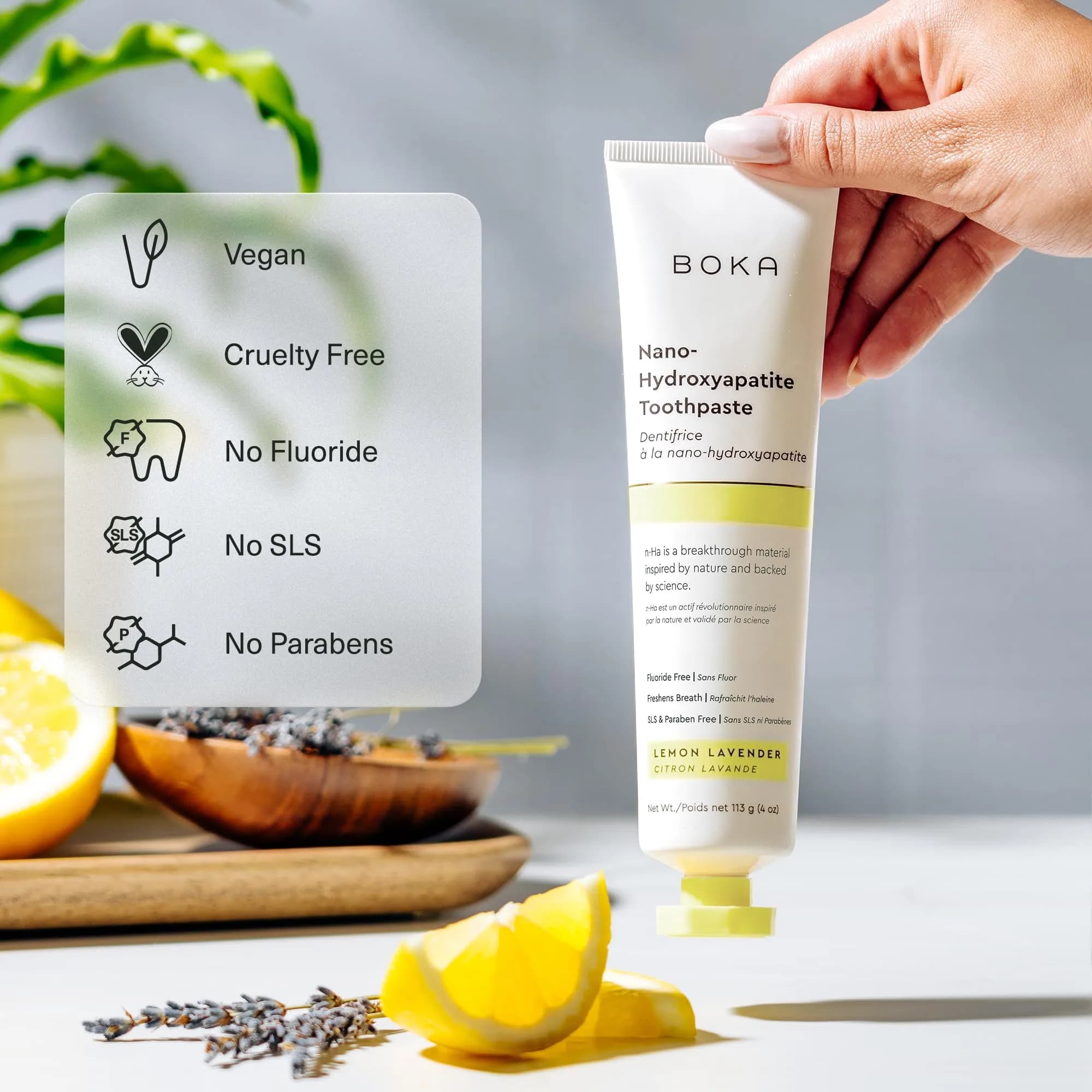 Boka Nano Hydroxyapatite Toothpaste Lemon Lavender 355ml (12 Fl Oz) | Fluoride-Free Enamel Care - view 3