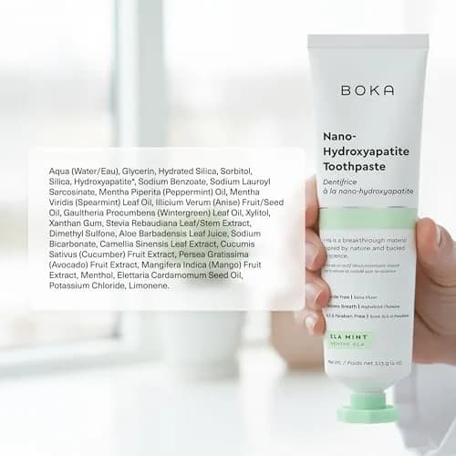 Boka Nano Hydroxyapatite Toothpaste Ela Mint Flavor 12 Fl Oz (355ml) | Fluoride-Free Enamel Care thumbnail 4