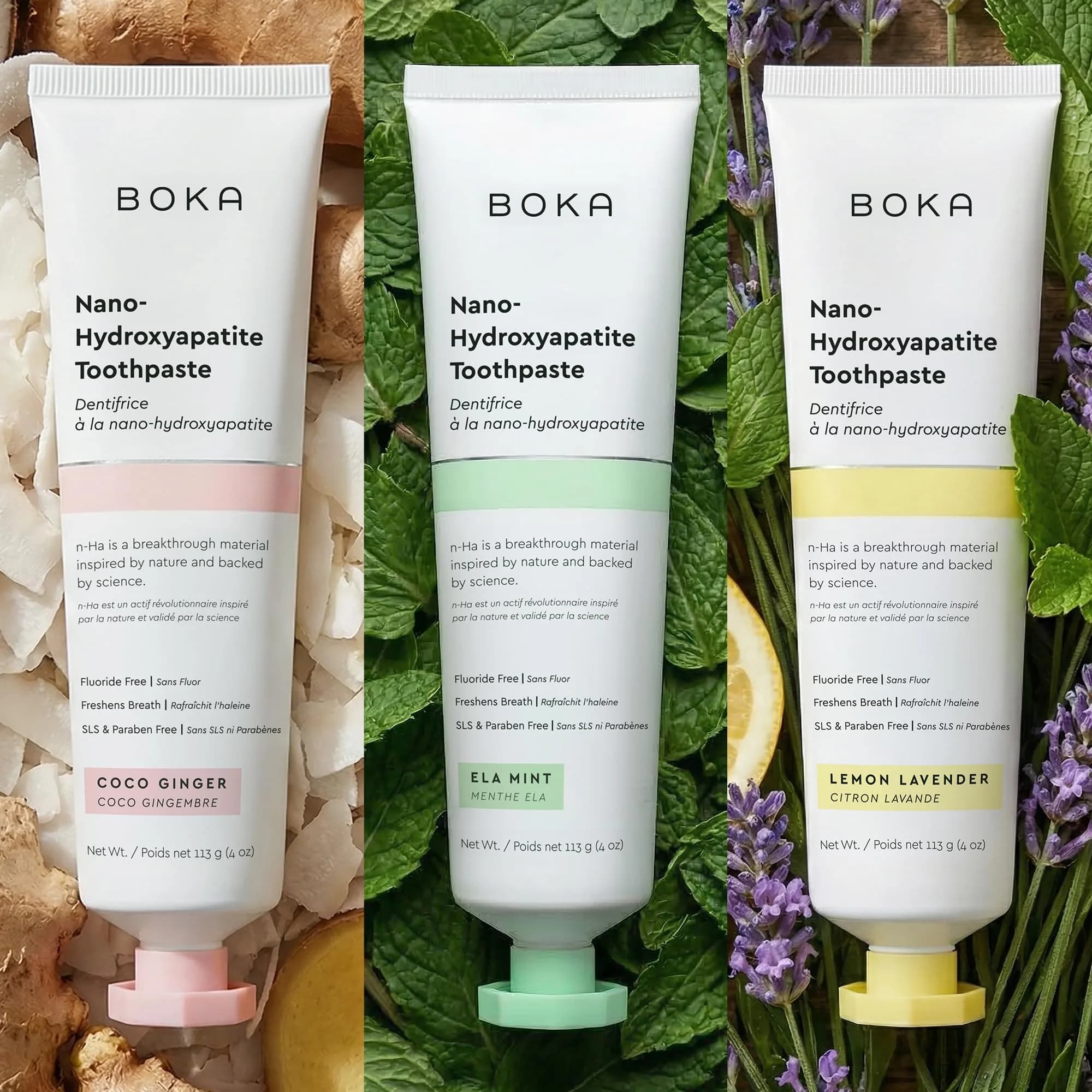 Boka Fluoride-Free Toothpaste Bundle with Nano Hydroxyapatite | 102g (3.6 Oz) 3-Pack - view 2