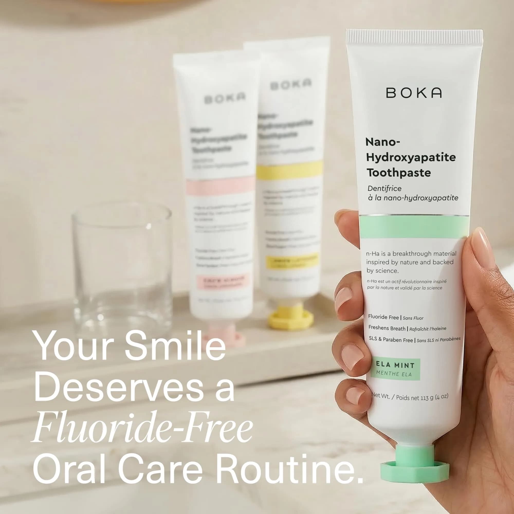 Boka Fluoride-Free Toothpaste Bundle with Nano Hydroxyapatite | 102g (3.6 Oz) 3-Pack - view 3