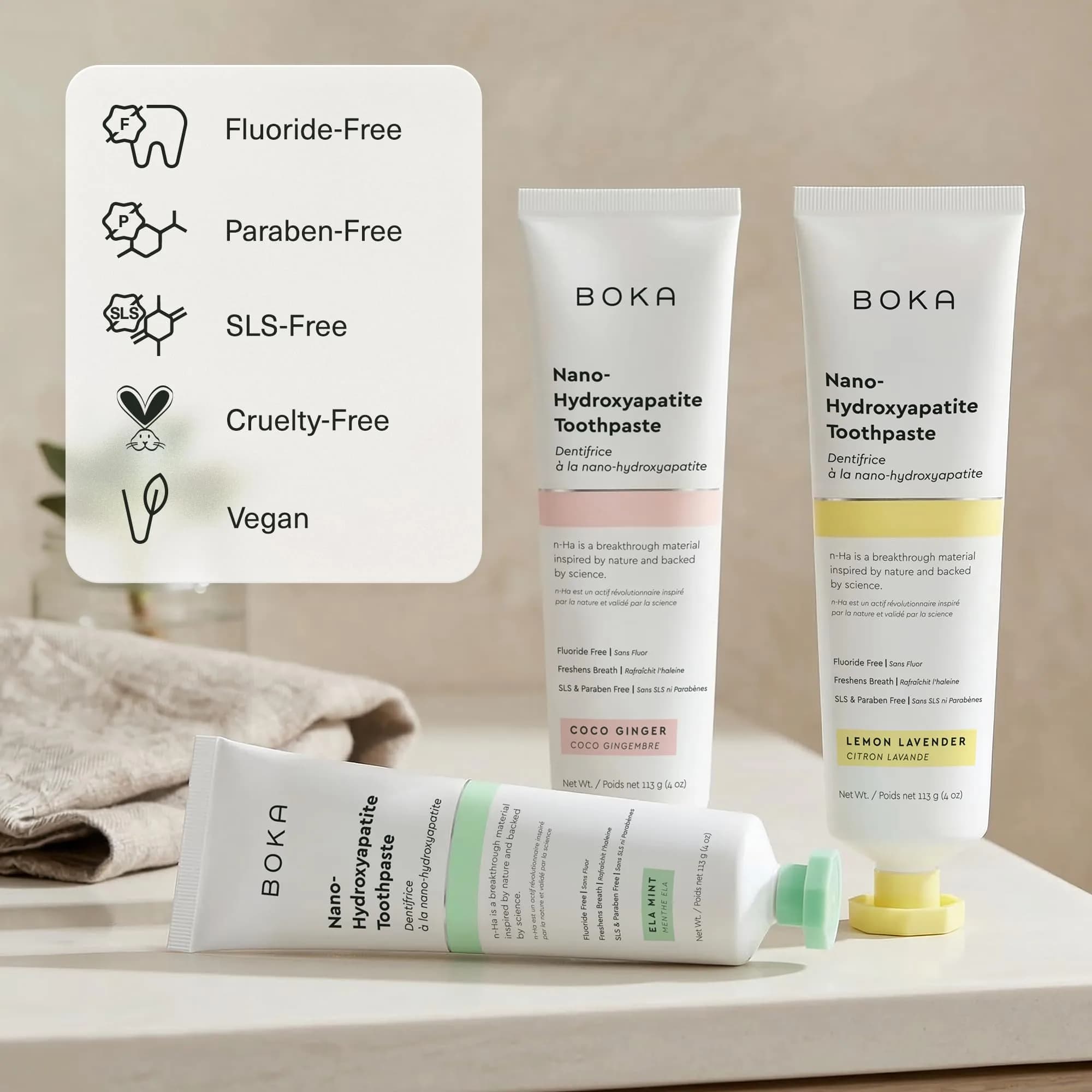 Boka Fluoride-Free Toothpaste Bundle with Nano Hydroxyapatite | 102g (3.6 Oz) 3-Pack - view 4