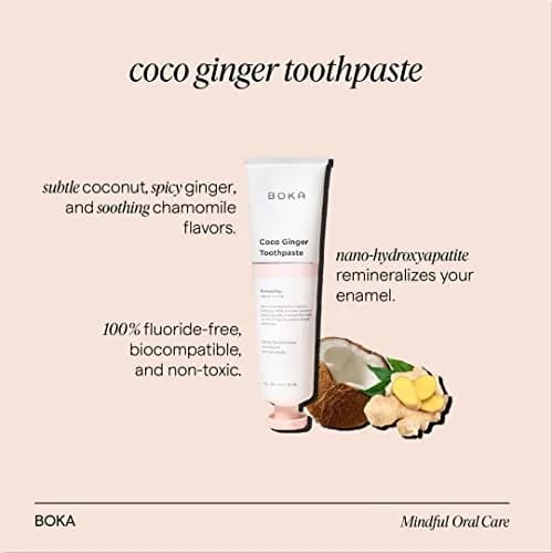 Boka Fluoride Free Toothpaste Nano Hydroxyapatite Coco Ginger Flavor 12 Fl Oz (360ml) | Dentist Recommended for Sensitive Teeth thumbnail 3