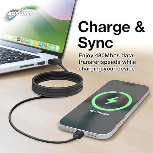 BoxWave DirectSync USB 3.0 A to USB 3.1 Type C Cable 1.83 m (6ft) Black | Hi-Speed Data Transfer & Charging thumbnail 3
