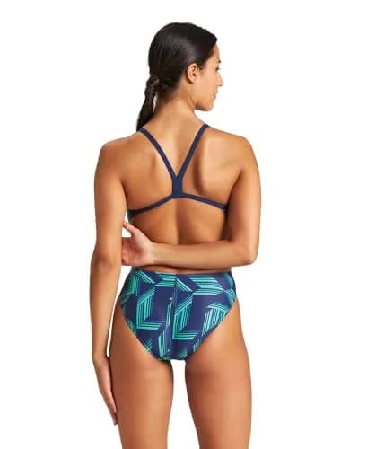 ARENA Women's Swimsuit Puzzled Team Print MaxLife Sports Suit Challenge Back US Size 24 | Chlorine-Resistant, UV Protected thumbnail 2