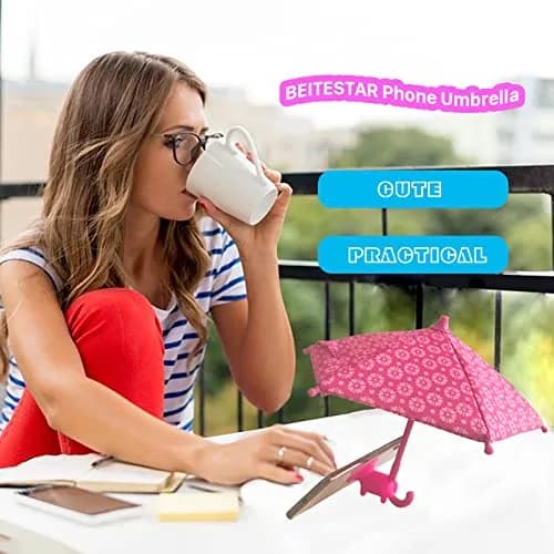 BEITESTAR Phone Umbrella for Sun | Cute Sun Shade & Phone Stand, 4-10” Smartphones, Silicone, Foldable thumbnail 7