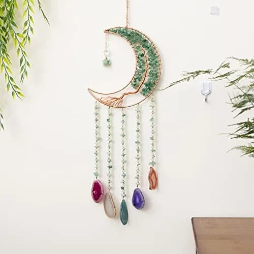 Dreamsum Green Agate Dream Catcher with Crystal Tree of Life | Handmade Home Decor (55CM x 16CM) thumbnail 4