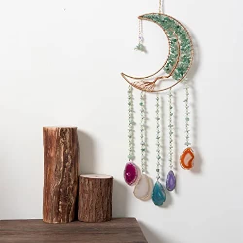 Dreamsum Green Agate Dream Catcher with Crystal Tree of Life | Handmade Home Decor (55CM x 16CM) thumbnail 5