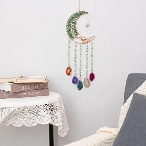 Dreamsum Green Agate Dream Catcher with Crystal Tree of Life | Handmade Home Decor (55CM x 16CM) thumbnail 6