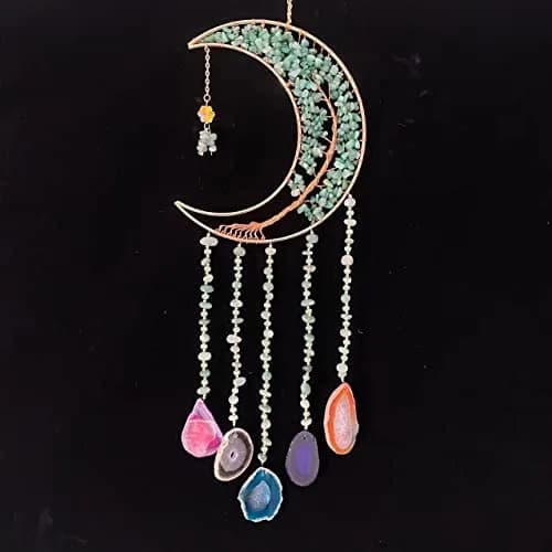 Dreamsum Green Agate Dream Catcher with Crystal Tree of Life | Handmade Home Decor (55CM x 16CM) thumbnail 8