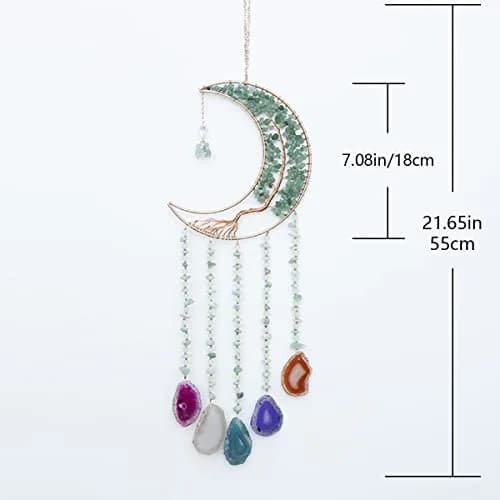 Dreamsum Green Agate Dream Catcher with Crystal Tree of Life | Handmade Home Decor (55CM x 16CM) thumbnail 3