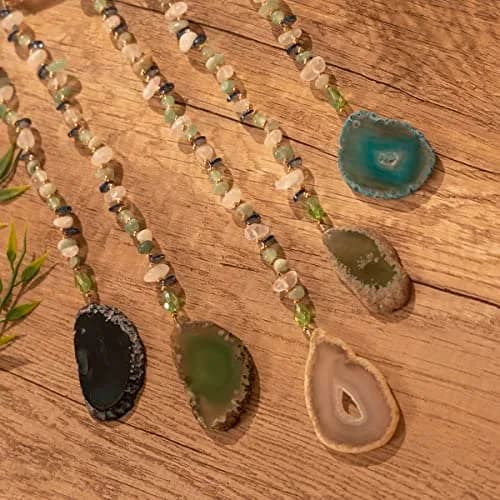 Dreamsum Handmade Dream Catcher Moon Decor with Tree of Life and Agate Pendant | Boho Wall Hanging with Rainbow Reflection thumbnail 9