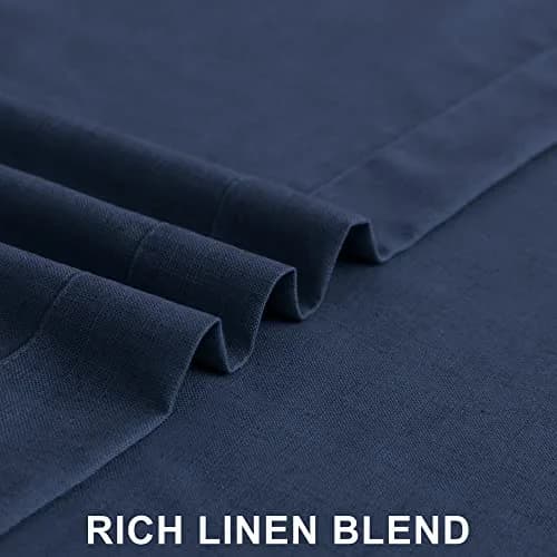 DANCURTON Navy Blue Curtains 52x84 | Light Filtering Linen Farmhouse Style thumbnail 7