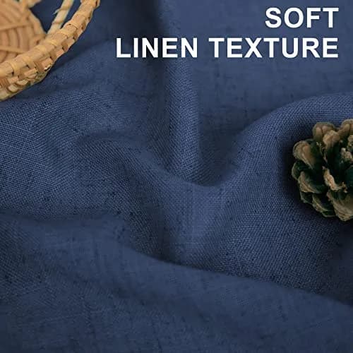 DANCURTON Navy Blue Curtains 52x84 | Light Filtering Linen Farmhouse Style thumbnail 3