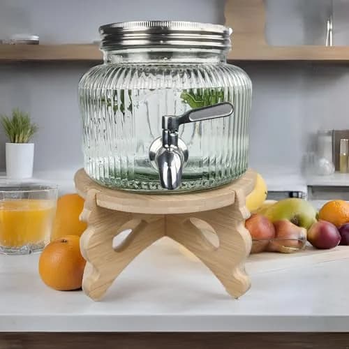 Mapeoes 2.5L Glass Drink Dispenser with Stainless Steel Spigot | Cold Beverage Organizer thumbnail 5