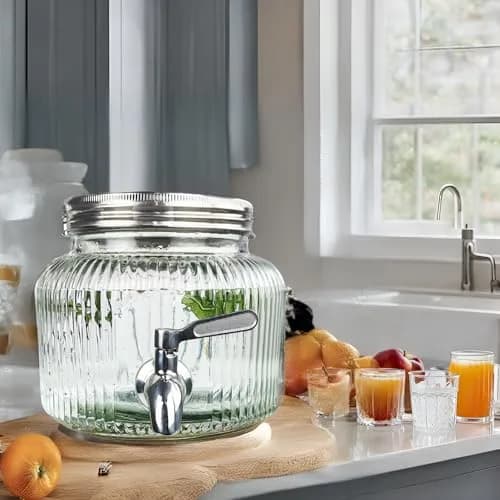 Mapeoes 2.5L Glass Drink Dispenser with Stainless Steel Spigot | Cold Beverage Organizer thumbnail 7