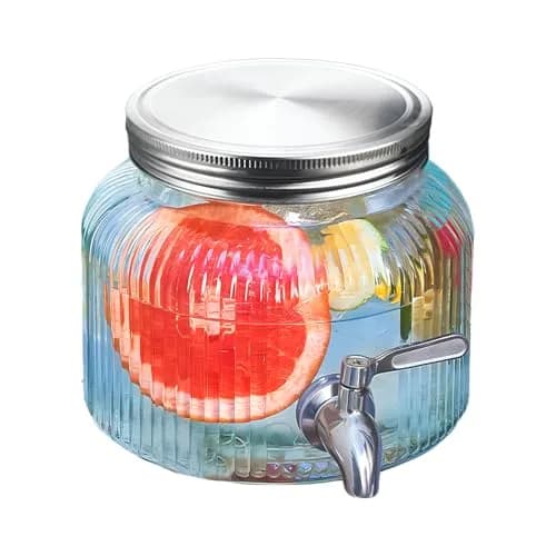 Mapeoes 2.5L Glass Drink Dispenser with Stainless Steel Spigot | Cold Beverage Organizer thumbnail 8