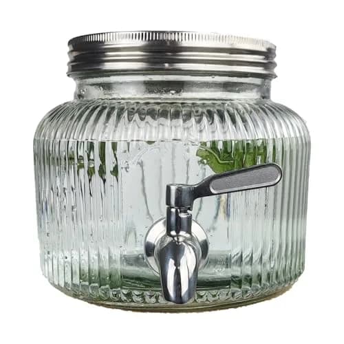 Mapeoes 2.5L Glass Drink Dispenser with Stainless Steel Spigot | Cold Beverage Organizer thumbnail 9