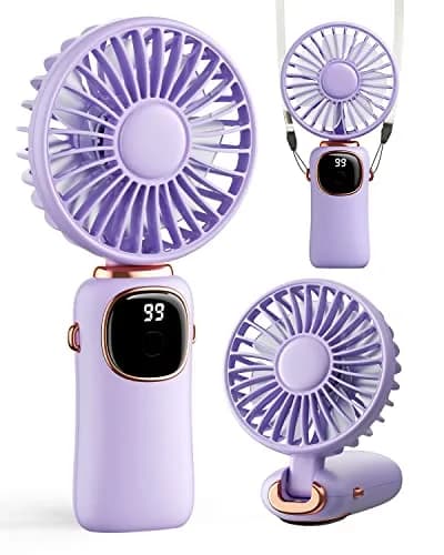 coldSky Portable Handheld Fan, 4000mAh Battery, 3-in-1, 5 Speed, Foldable, Digital Display, Quiet Operation, for Travel & Office thumbnail 1