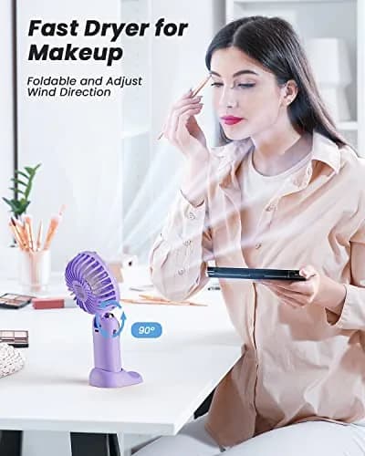 coldSky Portable Handheld Fan, 4000mAh Battery, 3-in-1, 5 Speed, Foldable, Digital Display, Quiet Operation, for Travel & Office thumbnail 6