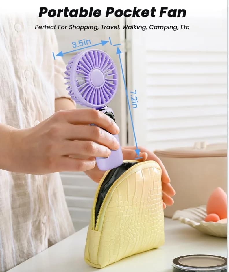 coldSky Portable Handheld Fan, 4000mAh Battery, 3-in-1, 5 Speed, Foldable, Digital Display, Quiet Operation, for Travel & Office thumbnail 7