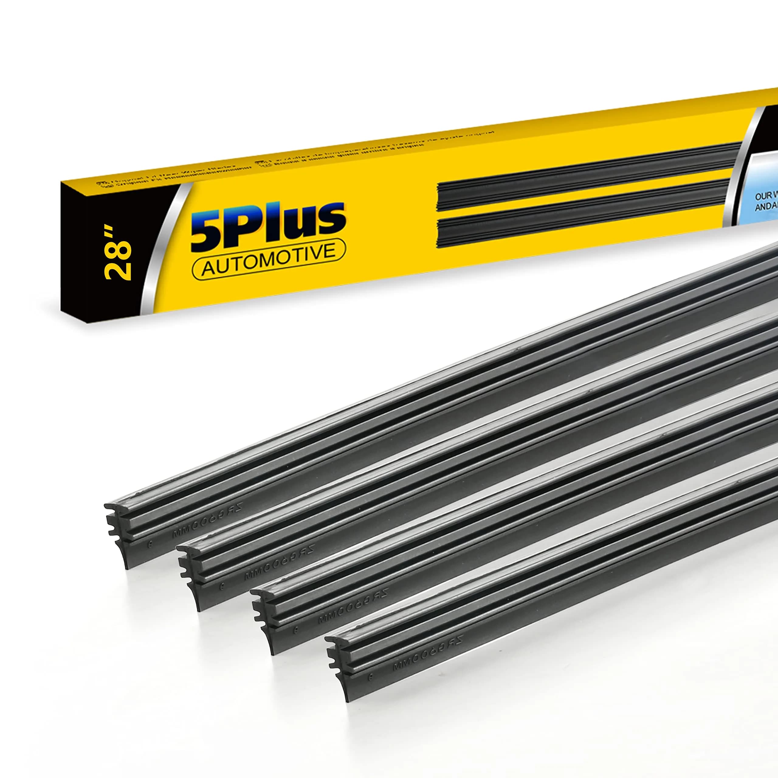 5 PLUS 28" Beam Wiper Blade Refills | 4 Pcs Natural Rubber, Easy Fit, Universal Size