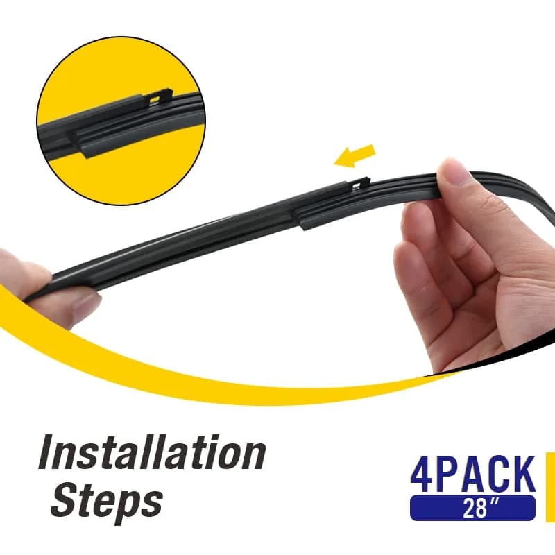 5 PLUS 28" Beam Wiper Blade Refills | 4 Pcs Natural Rubber, Easy Fit, Universal Size thumbnail 11
