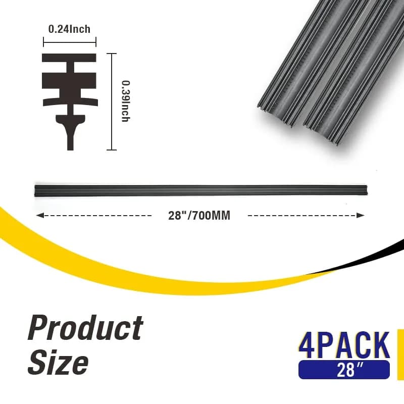 5 PLUS 28" Beam Wiper Blade Refills | 4 Pcs Natural Rubber, Easy Fit, Universal Size thumbnail 3