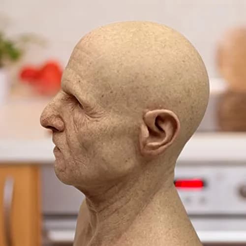 Naisicore Old Man Mask Realistic Latex Full Head Mask | Halloween Costume Prop thumbnail 3