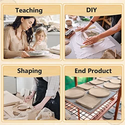 Sasylvia 10 Pcs Wood Clay Pottery Rolling Pin Guides Set, 34cm (13.4in) Length | Essential for Flat Clay Slabs thumbnail 5