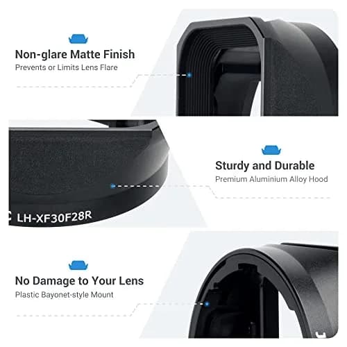 JJC Square Metal Lens Hood Shade for Fujifilm XF 30mm f/2.8 R LM WR Macro Lens with Protective Cap | 43mm Filter Compatible thumbnail 4