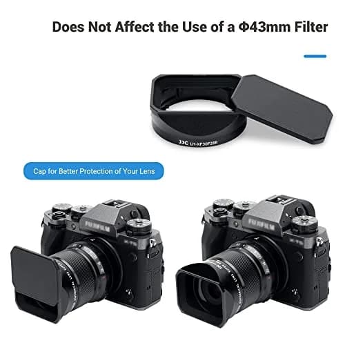 JJC Square Metal Lens Hood Shade for Fujifilm XF 30mm f/2.8 R LM WR Macro Lens with Protective Cap | 43mm Filter Compatible thumbnail 6