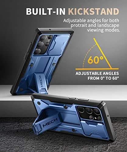 TONGATE for Samsung Galaxy S23 Ultra Case with Slide Camera Cover, Built-in Screen Protector & Kickstand, Blue thumbnail 6