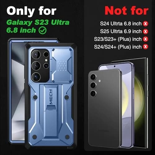 TONGATE for Samsung Galaxy S23 Ultra Case with Slide Camera Cover, Built-in Screen Protector & Kickstand, Blue thumbnail 2
