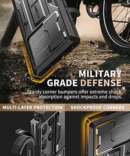TONGATE Black Case for Samsung Galaxy S23 Ultra | Slide Camera Cover, Kickstand, Belt Clip, 2 Front Frames thumbnail 4