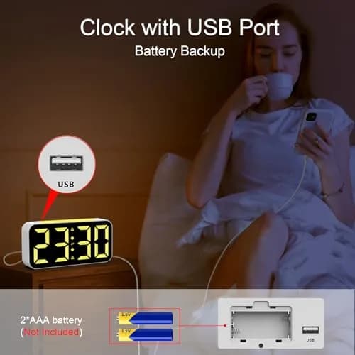 Topski Digital Alarm Clock for Kids & Teens | Large 7-inch Display, RGB Night Light, Dual Alarm, Snooze, Dimmable, Heavy Sleepers thumbnail 7
