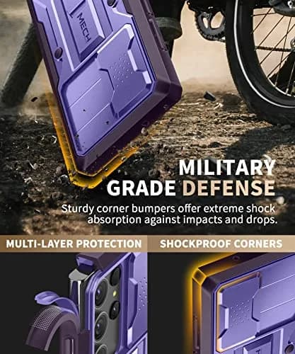TONGATE Purple Case for Samsung Galaxy S23 Ultra | Slide Camera Cover, Kickstand, Belt Clip, 2 Front Frames thumbnail 4