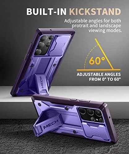 TONGATE Purple Case for Samsung Galaxy S23 Ultra | Slide Camera Cover, Kickstand, Belt Clip, 2 Front Frames thumbnail 6
