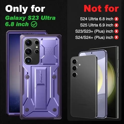 TONGATE Purple Case for Samsung Galaxy S23 Ultra | Slide Camera Cover, Kickstand, Belt Clip, 2 Front Frames thumbnail 2