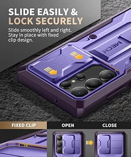 TONGATE Purple Case for Samsung Galaxy S23 Ultra | Slide Camera Cover, Kickstand, Belt Clip, 2 Front Frames thumbnail 3