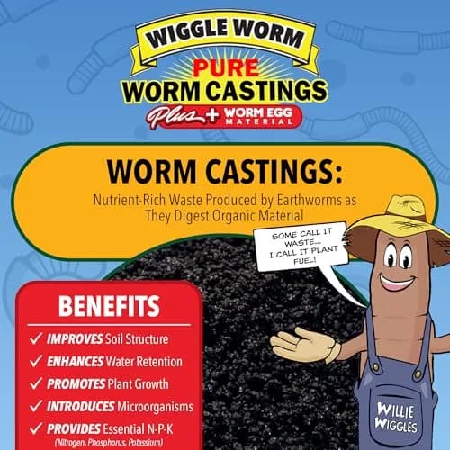 Wiggle Worm 100% Pure Worm Castings Plus Worm Egg Material, 40lb | Organic Fertilizer for Healthy Soil & Plants thumbnail 4
