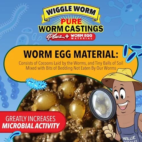 Wiggle Worm 100% Pure Worm Castings Plus Worm Egg Material, 40lb | Organic Fertilizer for Healthy Soil & Plants thumbnail 5