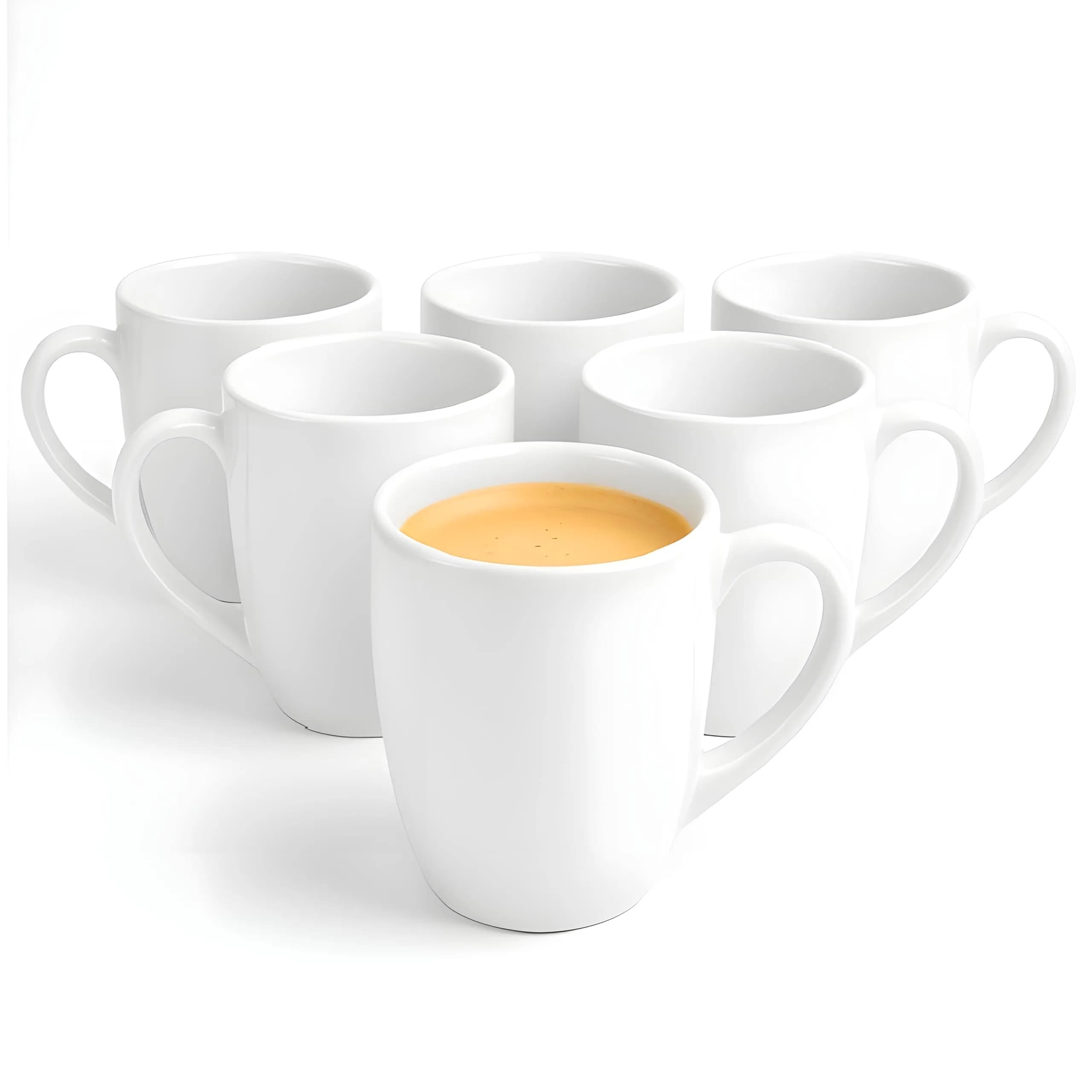 Glasmark Krosno 1992 Coffee Mug Set of 6 | 300 ml Ceramic Cups for Hot Drinks — White